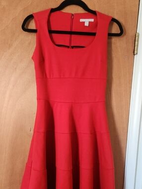 Banana Republic Red Sleeveless Fit-and-Flare Midi Dress Size 2
